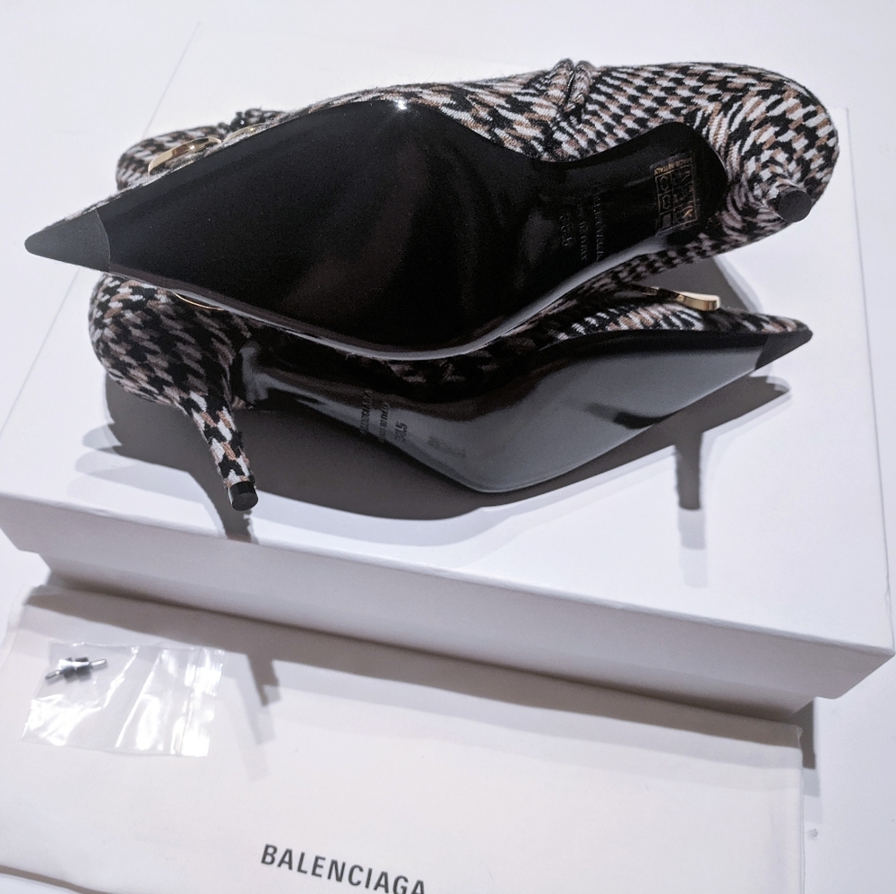 NIB💯Balenciaga🔥BB Knife Houndstooth Logo Boots - Picture 7 of 12
